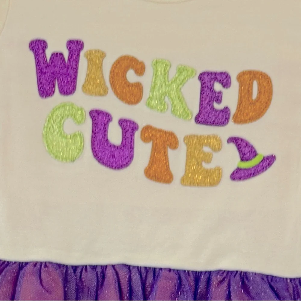 2-Piece Halloween Purple & Orange Tutu Pants Set - Wicked Cute, size 2T